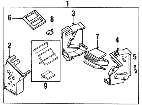 1999 Kia Sportage A/C Evaporator & Heater Components Seal Heater Core Diagram for 0K01161A07A