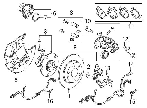 2020 Honda Civic Rear Brakes Hose Set, Right Rear Brake Diagram for 01466-TGH-A00