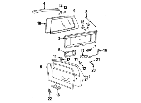 1988 Chevrolet Cavalier Lift Gate Rod Asm-Torque C/Lid Hinge *Tan Diagram for 20718681