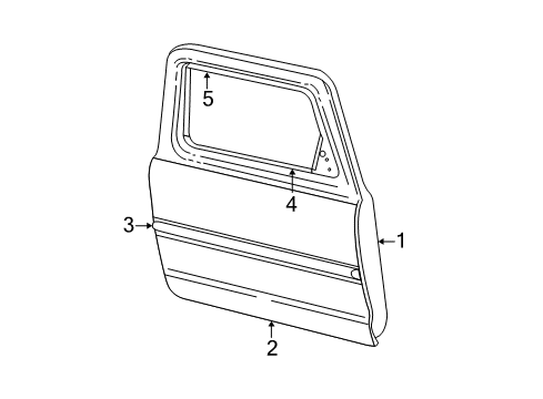 1996 Ford Explorer Door & Components, Exterior Trim Reveal Molding Diagram for F67Z-9820493-AAA