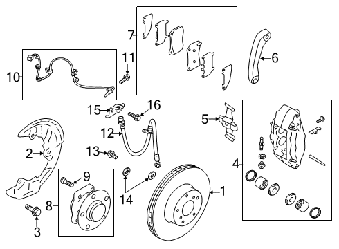 2019 Toyota 86 Front Brakes Caliper Support Diagram for SU003-06297