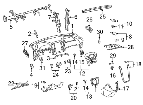 2000 Lexus RX300 Instrument Panel Panel, Instrument Cluster Finish, Lower Diagram for 55422-48020-B0