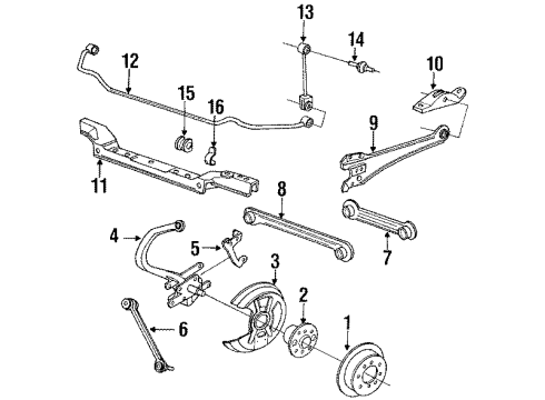 1989 Acura Legend Rear Brakes Caliper Assembly, Right Rear (Nissin) Diagram for 43210-SD2-A07