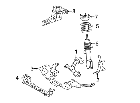 2006 Ford Mustang Front Suspension, Lower Control Arm, Stabilizer Bar, Suspension Components Strut Mount Bolt Diagram for -W709870-S439