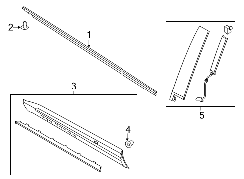 2021 Ford Explorer Exterior Trim - Front Door Lower Molding Diagram for LB5Z-7820878-DA