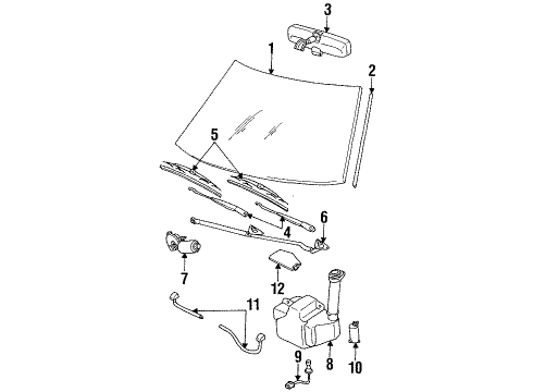 1993 Dodge Stealth Wiper & Washer Components Arm Asm Windshield WIPER Diagram for MB622953