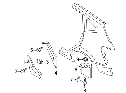 2015 Nissan Rogue Select Exterior Trim - Quarter Panel Mud Guard Set-Rear, Right Diagram for 78812-JM00A