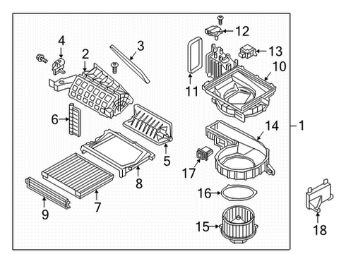 2021 Genesis G90 A/C & Heater Control Units Door Assembly-Air Inlet Diagram for 97122D2000