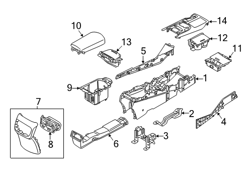 2017 Kia K900 Center Console Cup Holder Assembly Diagram for 846703T100KAL