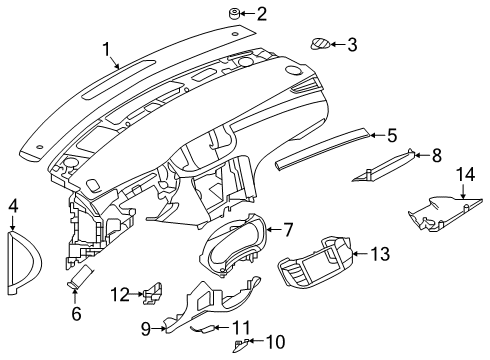 2019 Infiniti QX50 Cluster & Switches, Instrument Panel Cover-Instrument Lower, RH Diagram for 68920-5NA0A