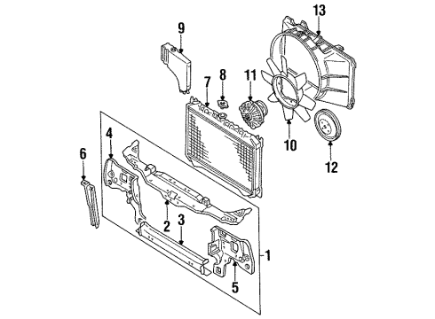 1986 Nissan 200SX Radiator & Components, Radiator Support, Cooling Fan Hose Top Diagram for 21501-18F00