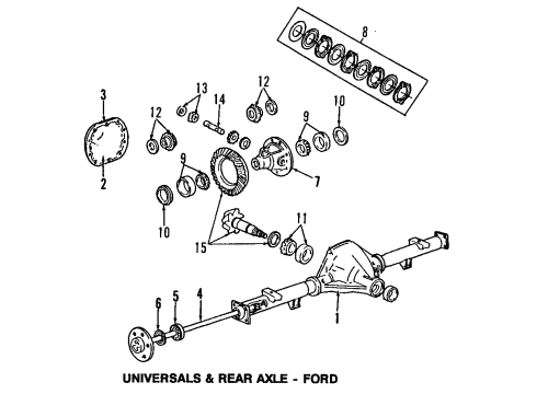 1996 Ford E-150 Econoline Club Wagon Rear Axle, Differential, Propeller Shaft Slip Yoke Diagram for E9TZ-4841-C