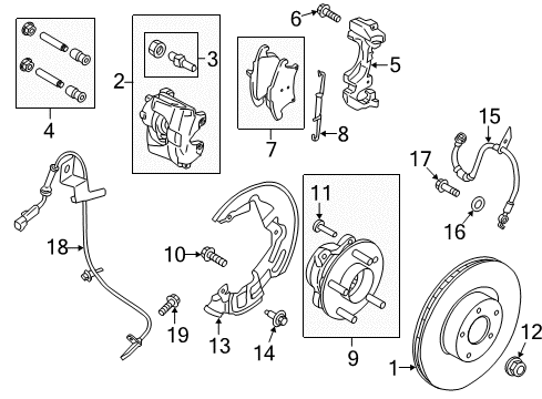 2016 Lincoln MKZ Brake Components Front Speed Sensor Diagram for JG9Z-2C204-A