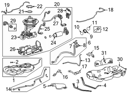 2020 Toyota Highlander Fuel Supply Base Diagram for 77103-0E040