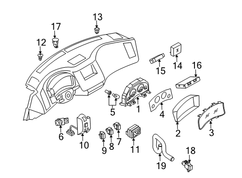 2007 Infiniti FX35 Cluster & Switches, Instrument Panel Instrument Cluster Speedometer Assembly Diagram for 24820-8Y70C