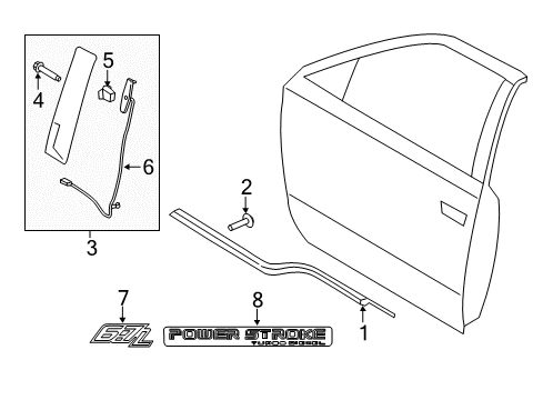 2022 Ford F-350 Super Duty Exterior Trim - Front Door Applique Diagram for FL3Z-1520555-AC