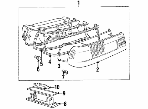 1986 BMW L7 High Mount Lamps Lamp Diagram for 63311377701