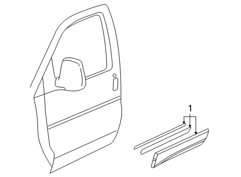 2002 GMC Savana 1500 Exterior Trim - Front Door Molding Asm, Front Side Door Lower *Pewter Diagram for 15072417
