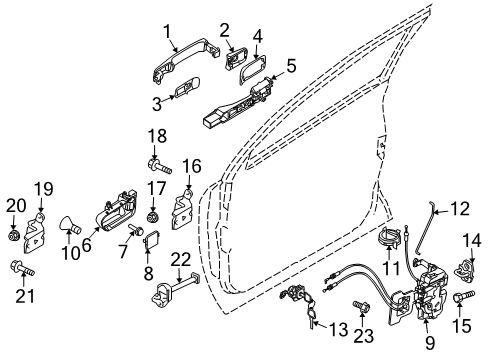 2008 Nissan Rogue Front Door ESCUT-Outside HDLE, LH Diagram for 80645-AM808