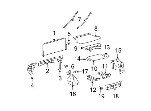 2007 Toyota Yaris Interior Trim - Rear Body Partition Panel Diagram for 64271-52030-B0