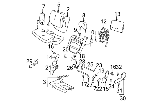 2003 Buick LeSabre Power Seats Outer Side Panel Diagram for 16817413
