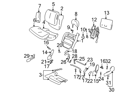 2003 Buick LeSabre Power Seats Pad Asm, Driver Seat Cushion Diagram for 12459517