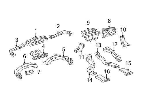2010 Toyota Camry Ducts Heater Duct Diagram for 55843-06071