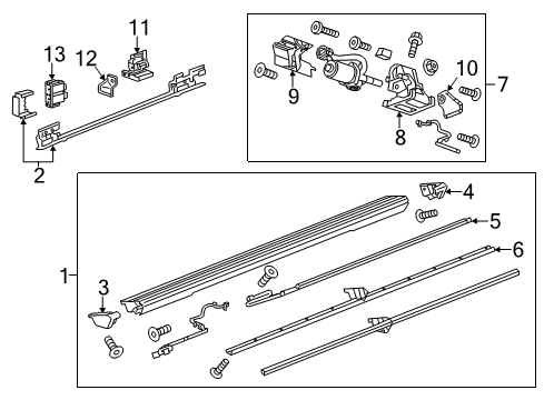 2016 Chevrolet Tahoe Running Board Step Bar Diagram for 84106480