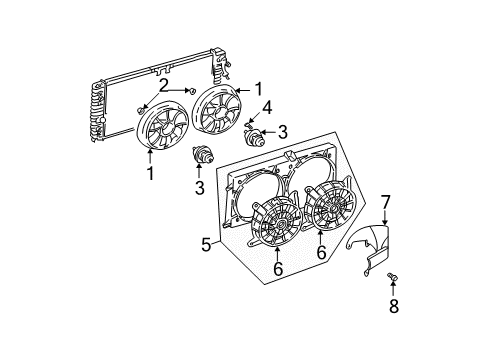 1997 Chevrolet Malibu Cooling System, Radiator, Water Pump, Cooling Fan Fan Shroud Diagram for 88986470