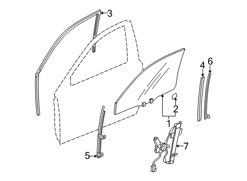2003 Acura CL Glass - Door Regulator Assembly, Passenger Side Diagram for 72210-S3M-A13