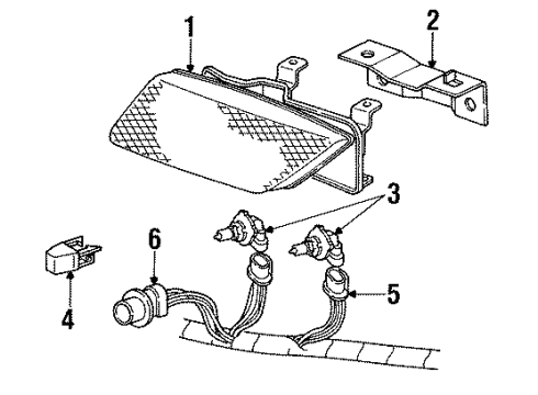 1992 Saturn SL1 Headlamps Harness Asm, Fwd Lamp W Diagram for 21021604