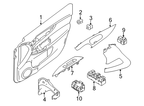 2022 Nissan Rogue Sport Mirrors SWITCH ASSY-POWER WINDOW, MAIN Diagram for 25401-6MA0D