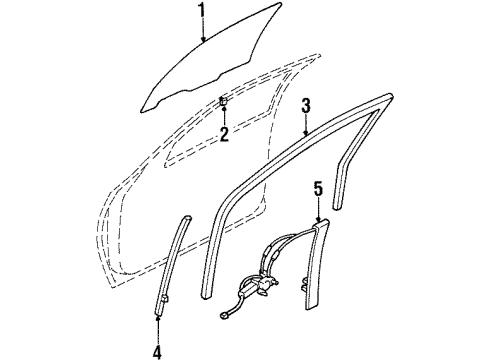 2001 Kia Sportage Front Door - Glass & Hardware Guide-Glass, A, LH Diagram for 0K01859603B