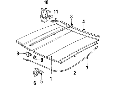 1984 Oldsmobile Custom Cruiser Hood & Components Latch Asm-Hood Secondary Diagram for 14032197