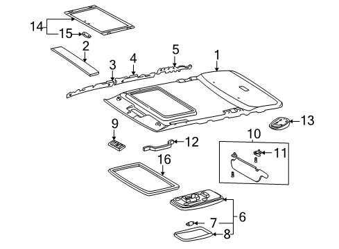 2003 Toyota RAV4 Interior Trim - Roof Dome Lamp Assembly Diagram for 63660-AA011-B3