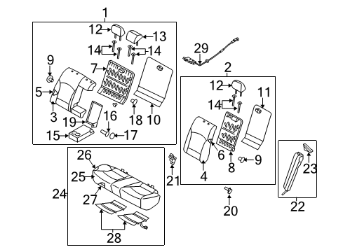 2011 Hyundai Sonata Rear Seat Components Back Assembly-Rear Seat Side LH Diagram for 89395-3Q100-Y3A