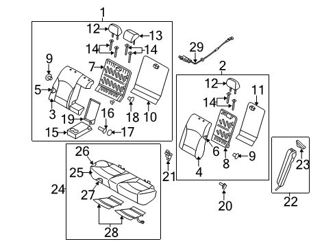 2013 Hyundai Sonata Rear Seat Components Guide Assembly-Headrest Diagram for 88722-3Q000-RAS