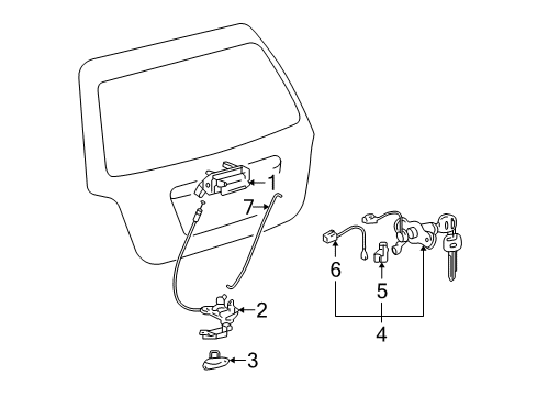 2006 Toyota Highlander Lift Gate Handle, Outside Diagram for 69090-48010