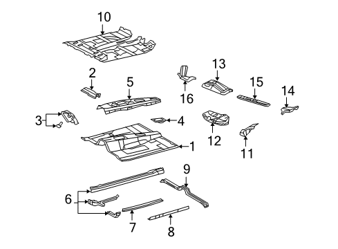 2011 Toyota FJ Cruiser Floor Front Floor Pan Diagram for 58111-35441