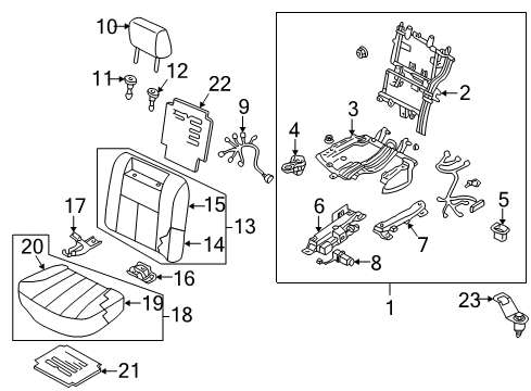 2002 Infiniti Q45 Heated Seats Pad & Frame Assembly Diagram for 88355-AR010