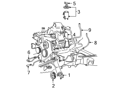 1999 Ford F-150 P/S Pump & Hoses, Steering Gear & Linkage Reservoir Bracket Diagram for XL3Z-3489-CA