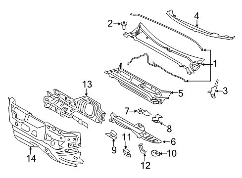 2017 Lincoln Continental Cowl Lower Insulator Diagram for GD9Z-5401670-C