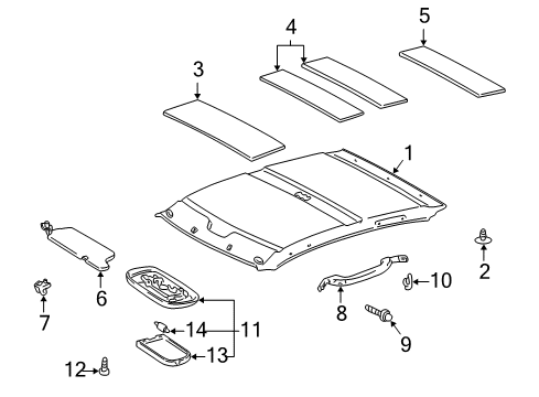 2005 Toyota Echo Interior Trim - Roof Dome Lamp Screw Diagram for 93540-14516