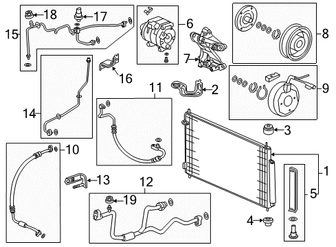 2014 Honda Pilot A/C Condenser, Compressor & Lines Fan, Cooling Diagram for 38611-R70-A01