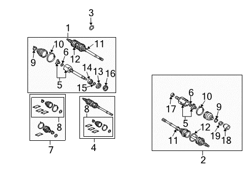 2007 Lexus RX400h Drive Axles - Front Axle Assembly Diagram for 43410-0W160