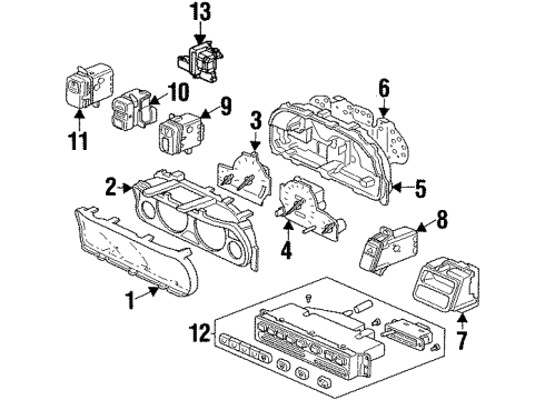 1997 Honda Prelude Cruise Control System Meter Assembly, Tacho & Temperature Diagram for 78125-S30-A01