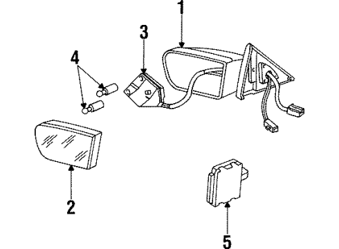 1993 Cadillac Seville Outside Mirrors Mirror Asm-Outside Rear View Diagram for 3536306