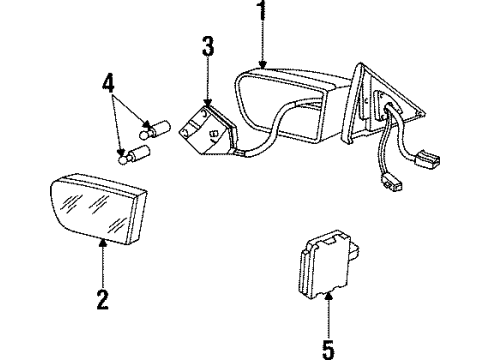 1997 Cadillac Seville Outside Mirrors Mirror Asm, Outside Rear View Diagram for 3636614
