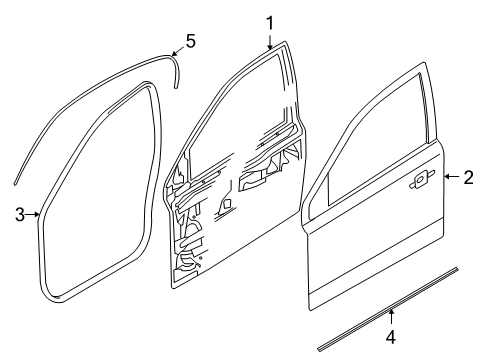 2008 Saturn Astra Front Door Weatherstrip, Front & Rear Side Door Upper Auxiliary Diagram for 13251122