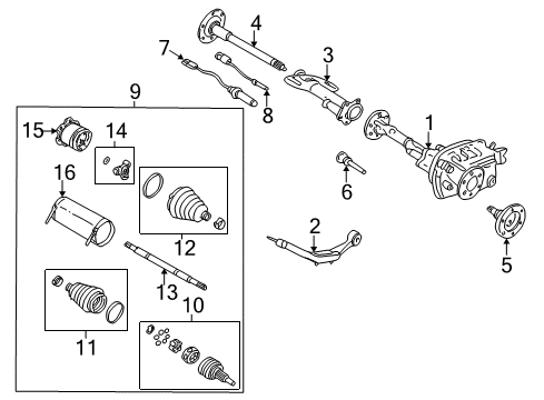 2006 Cadillac Escalade Carrier & Front Axles Front Axle Assembly (3.73 Ratio) Diagram for 15839874